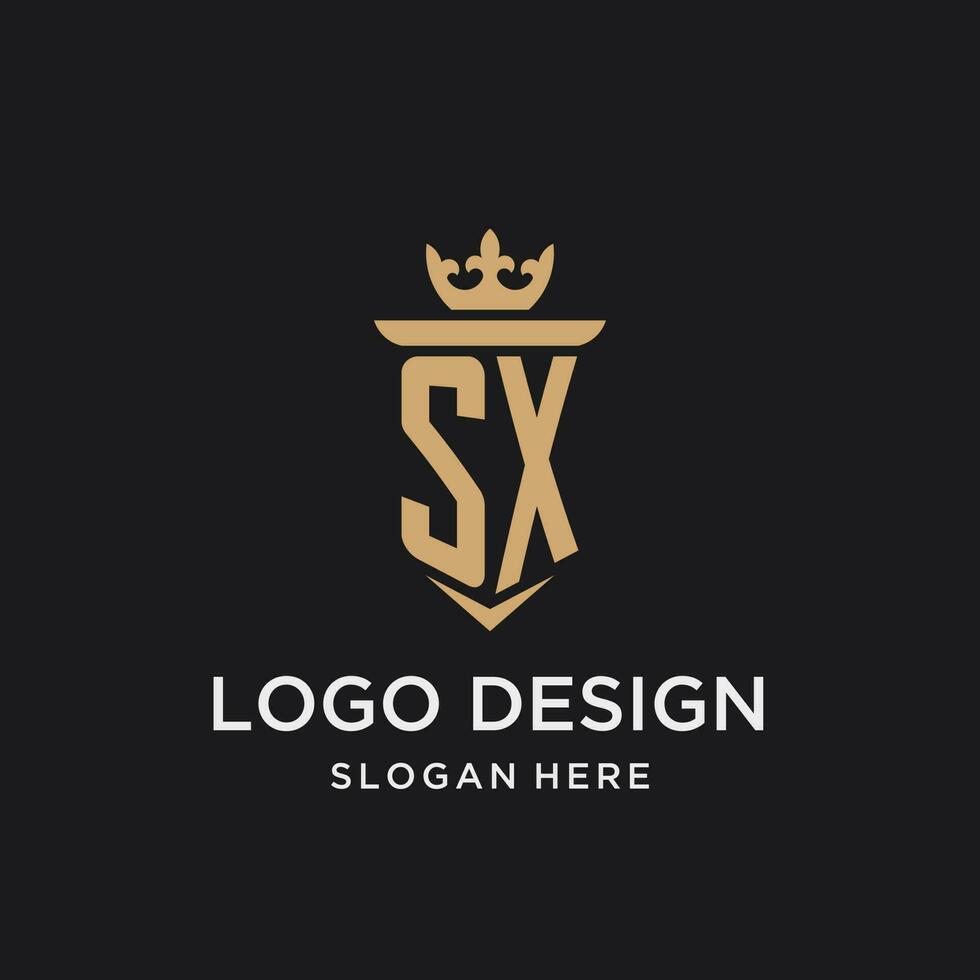 sx monogram met middeleeuws stijl, luxe en elegant eerste logo ontwerp vector