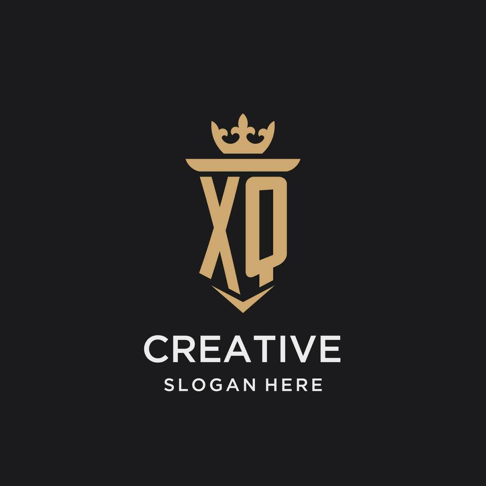 xq monogram met middeleeuws stijl, luxe en elegant eerste logo ontwerp vector