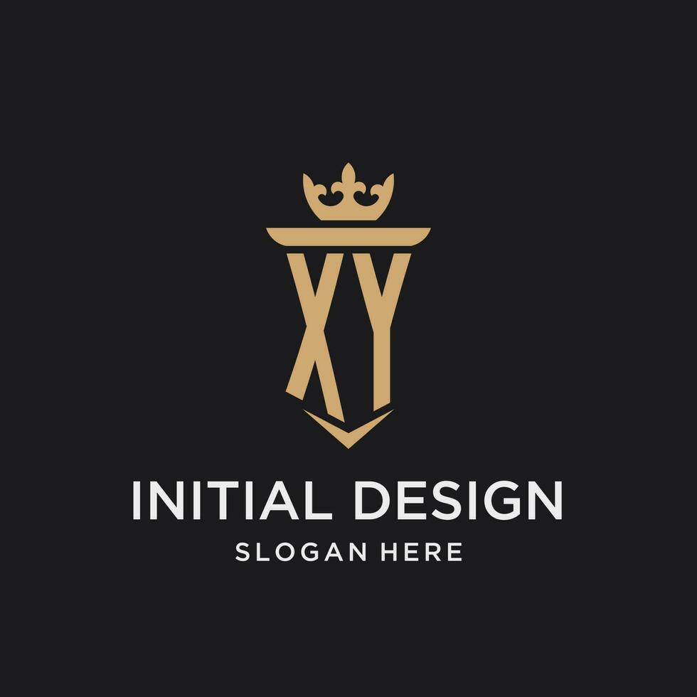 xy monogram met middeleeuws stijl, luxe en elegant eerste logo ontwerp vector