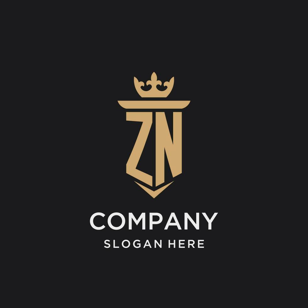 zn monogram met middeleeuws stijl, luxe en elegant eerste logo ontwerp vector