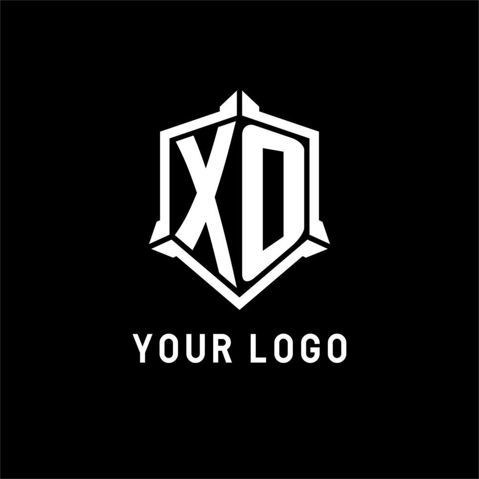 xo logo eerste met schild vorm ontwerp stijl vector