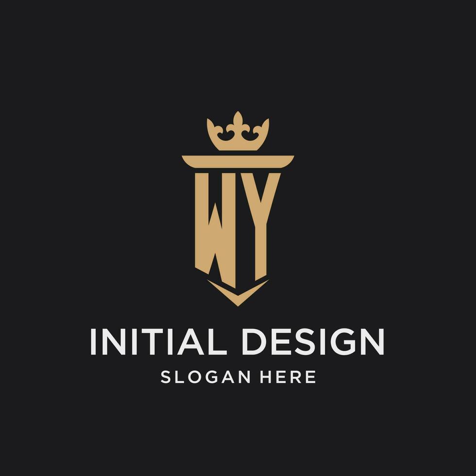 wy monogram met middeleeuws stijl, luxe en elegant eerste logo ontwerp vector