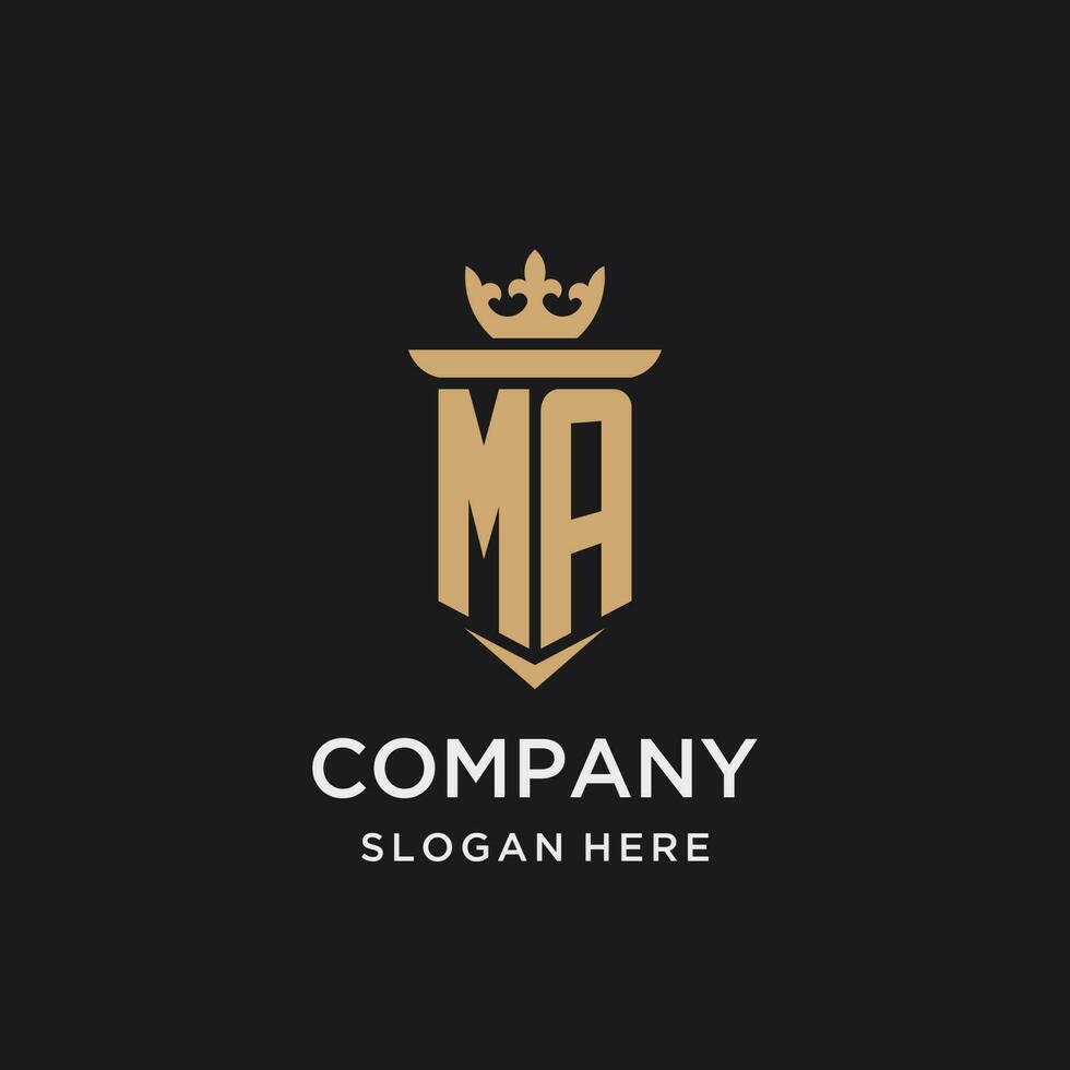 ma monogram met middeleeuws stijl, luxe en elegant eerste logo ontwerp vector