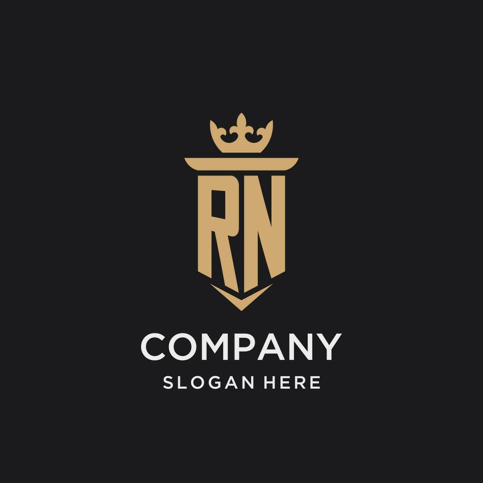 rn monogram met middeleeuws stijl, luxe en elegant eerste logo ontwerp vector