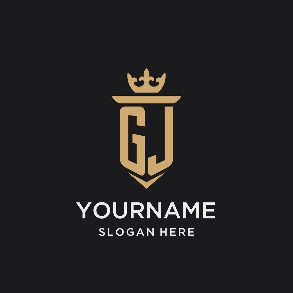 gj monogram met middeleeuws stijl, luxe en elegant eerste logo ontwerp vector