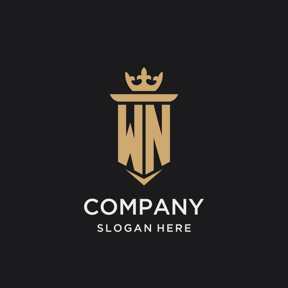 wn monogram met middeleeuws stijl, luxe en elegant eerste logo ontwerp vector