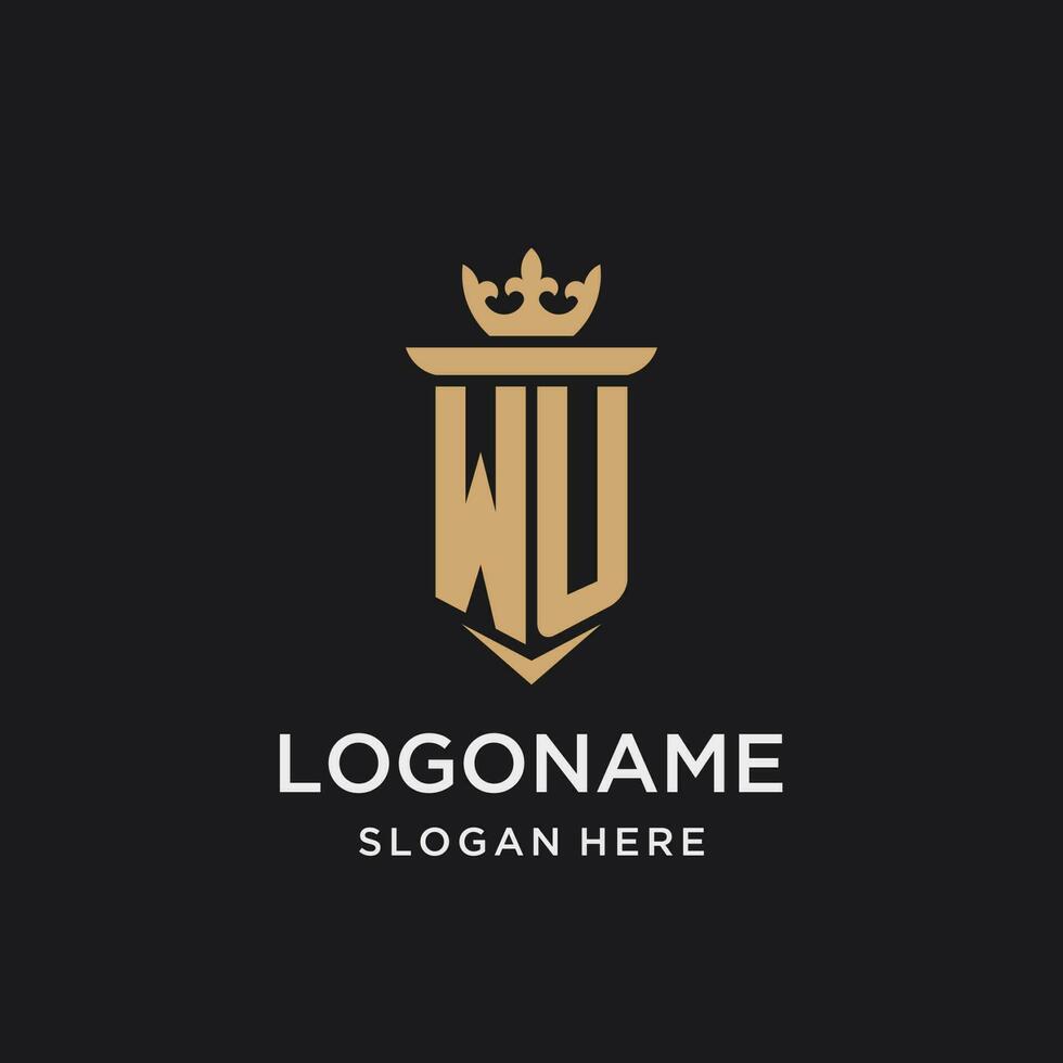 wu monogram met middeleeuws stijl, luxe en elegant eerste logo ontwerp vector