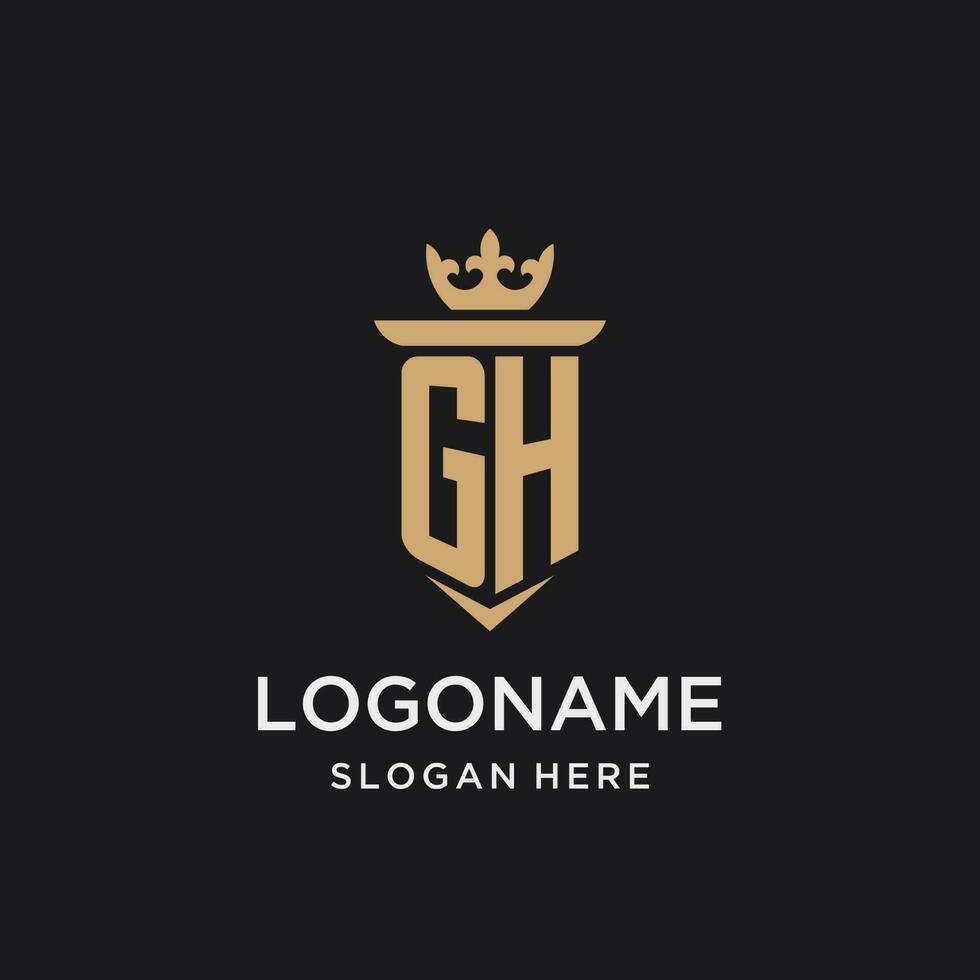 gh monogram met middeleeuws stijl, luxe en elegant eerste logo ontwerp vector