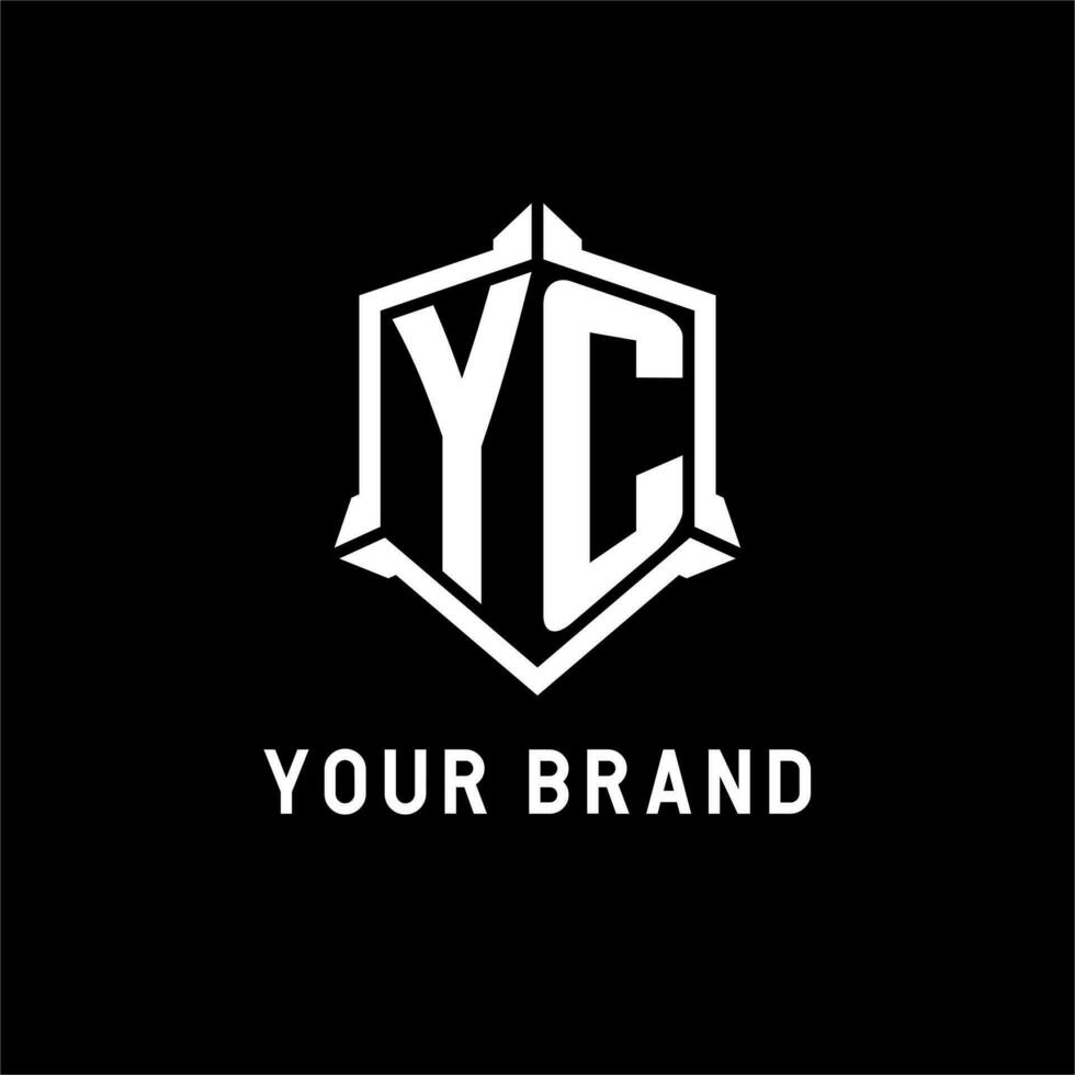 yc logo eerste met schild vorm ontwerp stijl vector