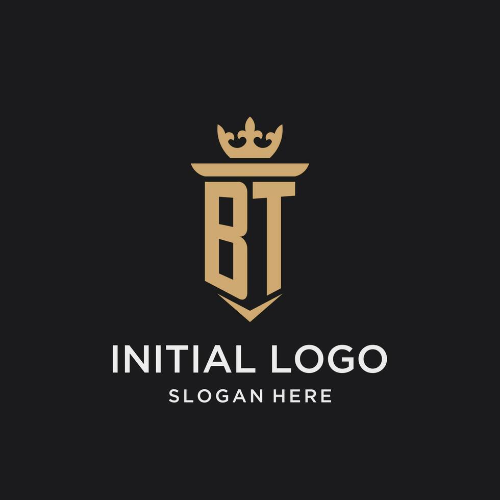 bt monogram met middeleeuws stijl, luxe en elegant eerste logo ontwerp vector