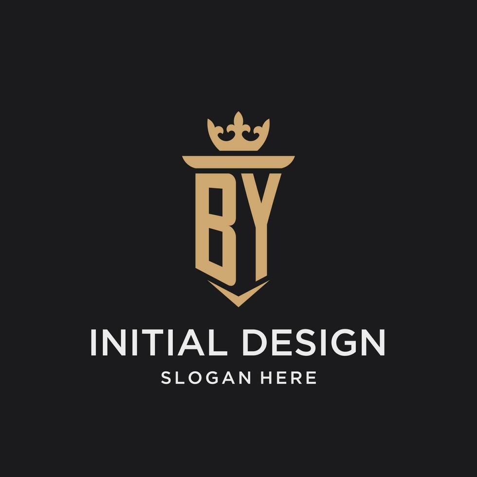 door monogram met middeleeuws stijl, luxe en elegant eerste logo ontwerp vector