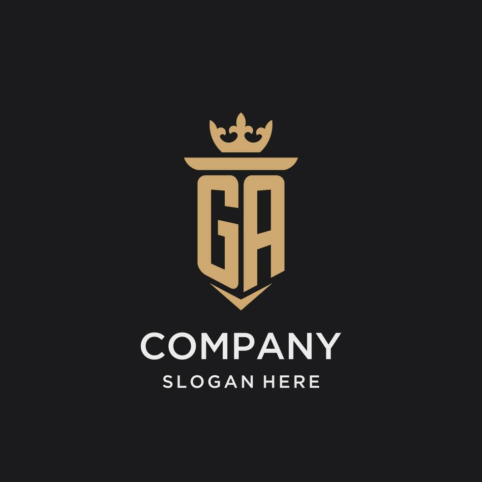 ga monogram met middeleeuws stijl, luxe en elegant eerste logo ontwerp vector