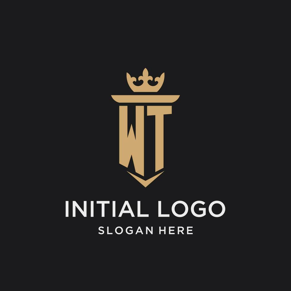wt monogram met middeleeuws stijl, luxe en elegant eerste logo ontwerp vector