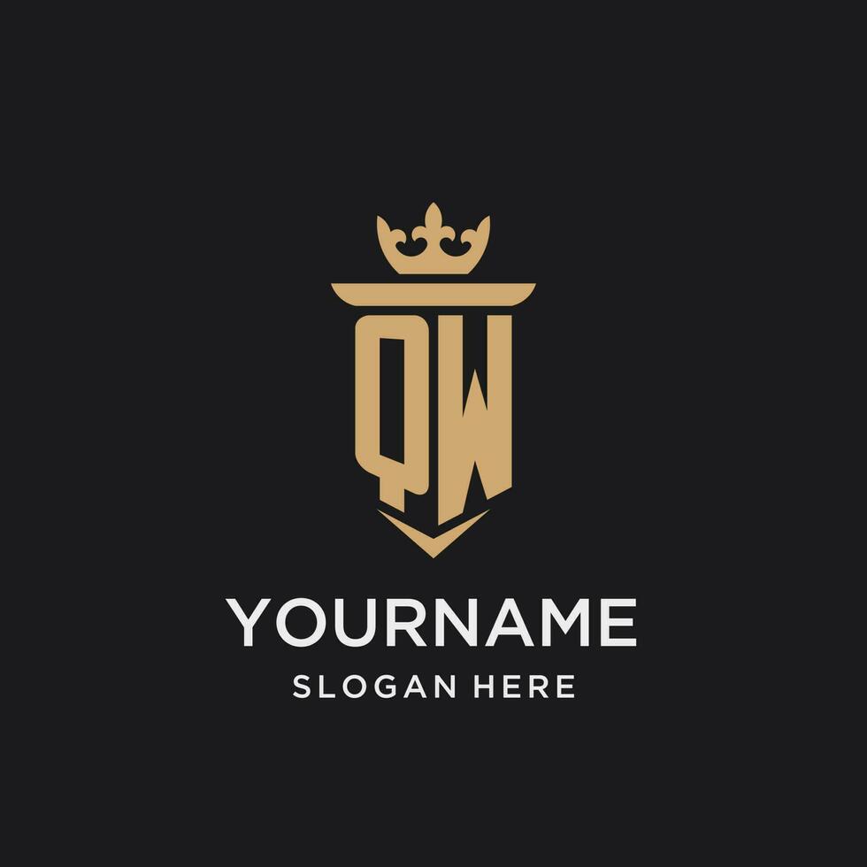 qw monogram met middeleeuws stijl, luxe en elegant eerste logo ontwerp vector