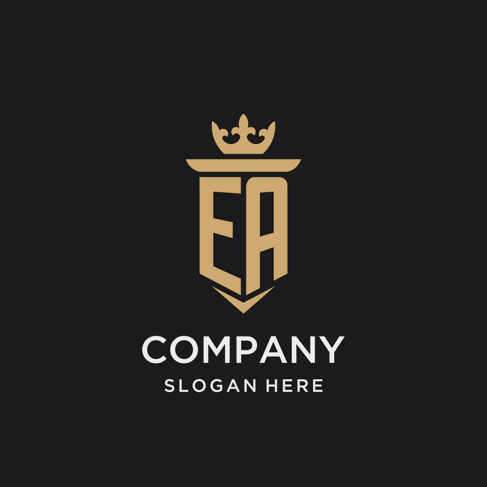 ea monogram met middeleeuws stijl, luxe en elegant eerste logo ontwerp vector