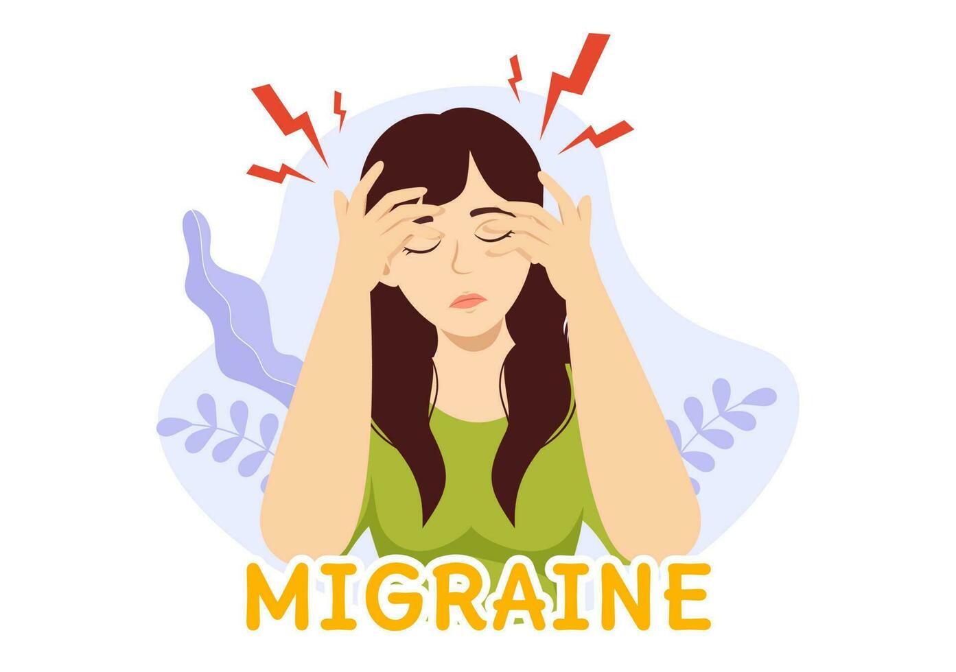 migraine vector illustratie mensen lijdt van hoofdpijn, spanning en migraine in gezondheidszorg vlak tekenfilm hand- getrokken achtergrond Sjablonen