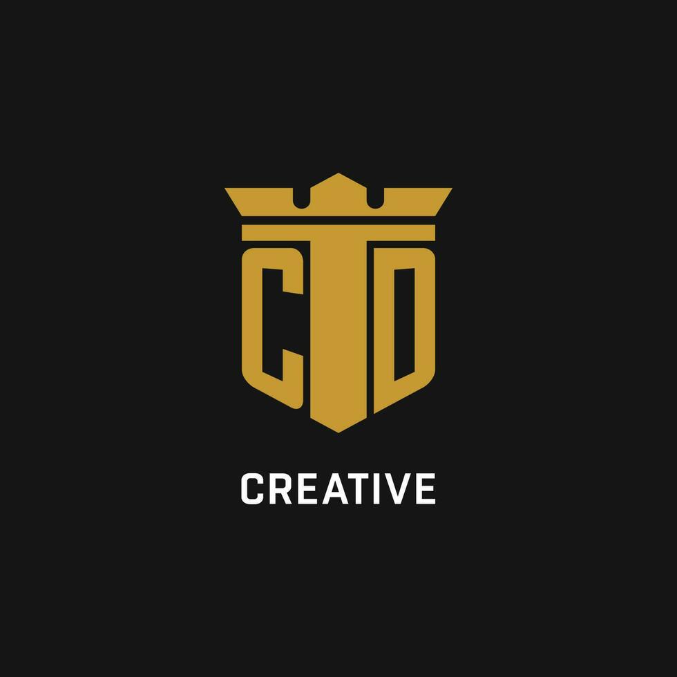 CD eerste logo met schild en kroon stijl vector