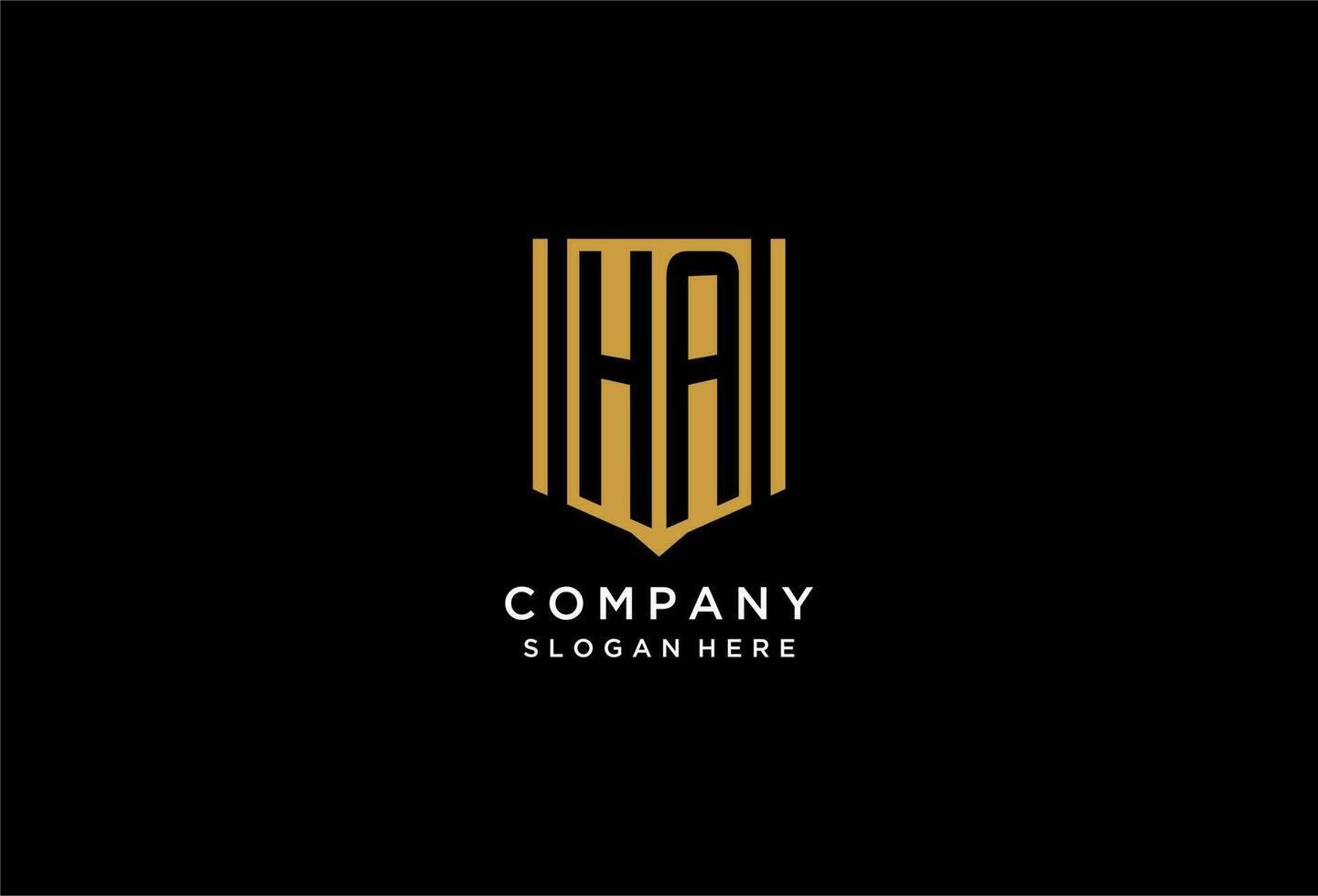 ha monogram logo met meetkundig schild icoon ontwerp vector