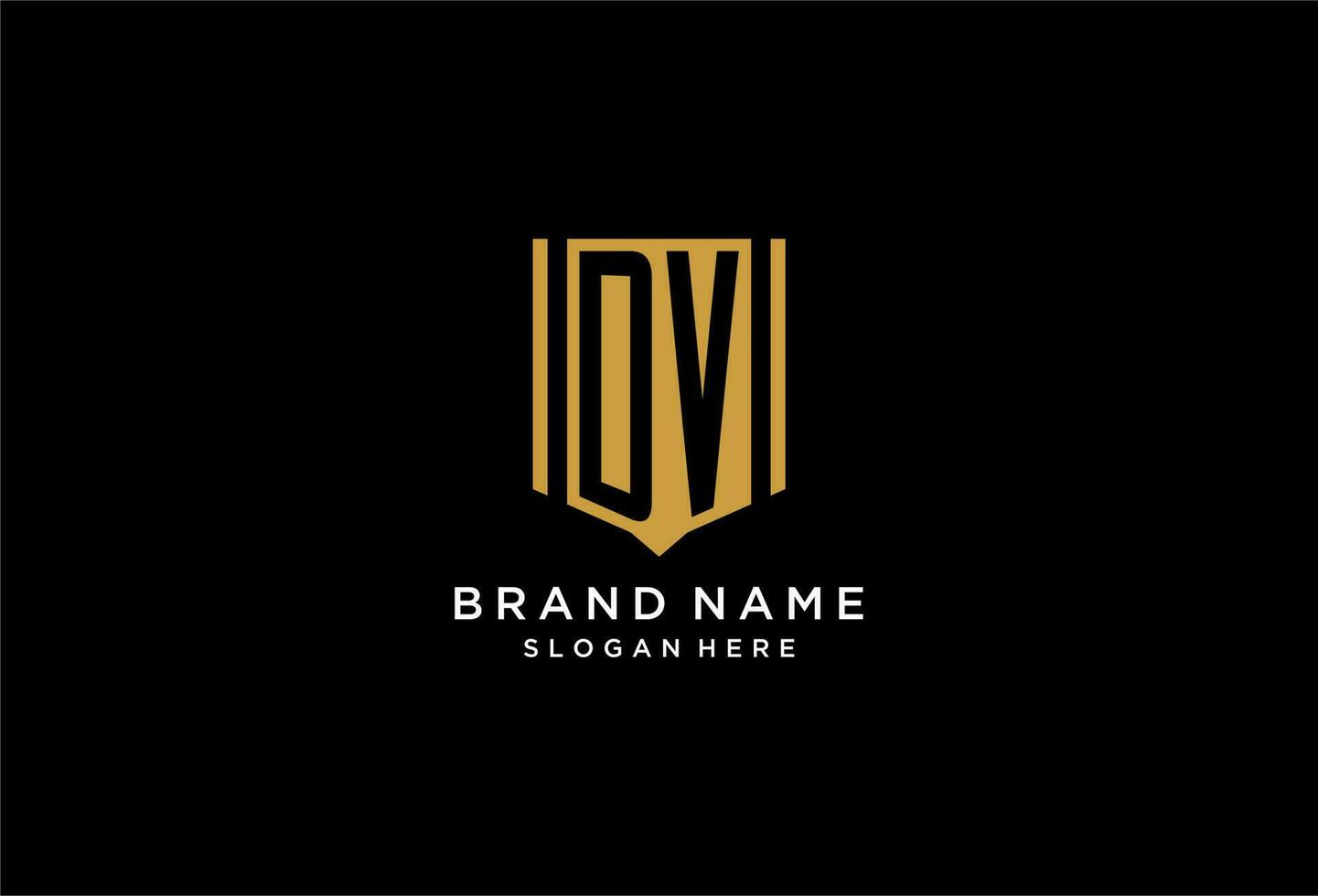 dv monogram logo met meetkundig schild icoon ontwerp vector