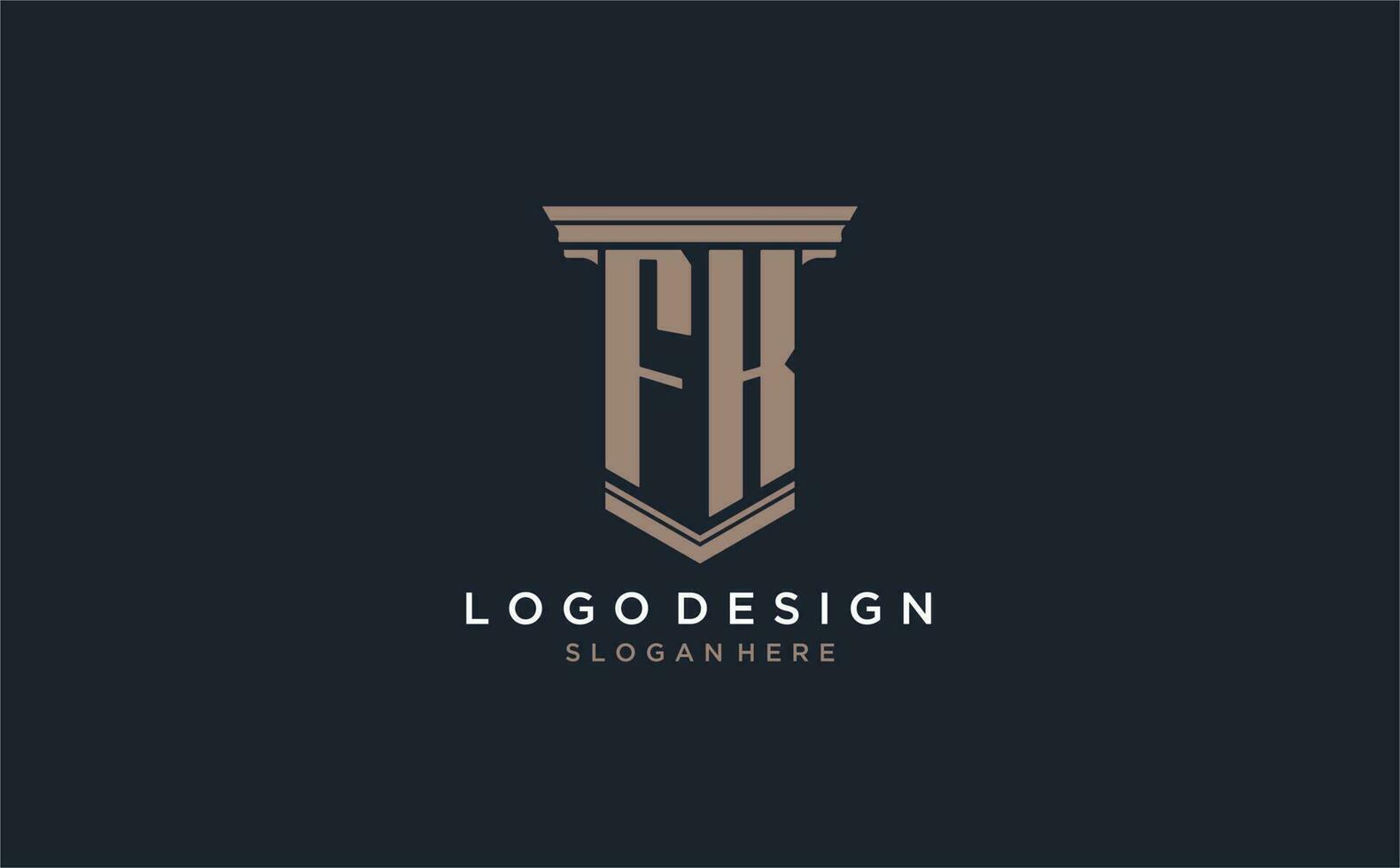 fk eerste logo met pijler stijl, luxe wet firma logo ontwerp ideeën vector