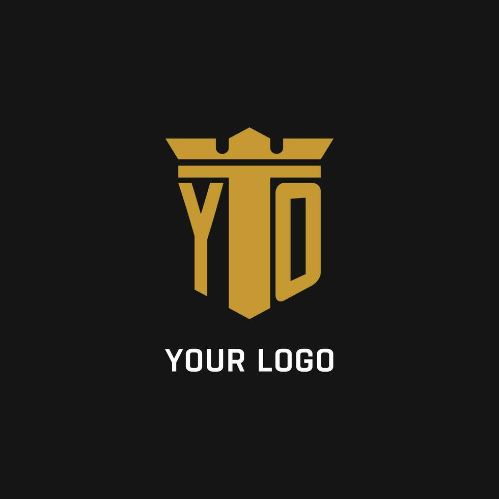 yo eerste logo met schild en kroon stijl vector