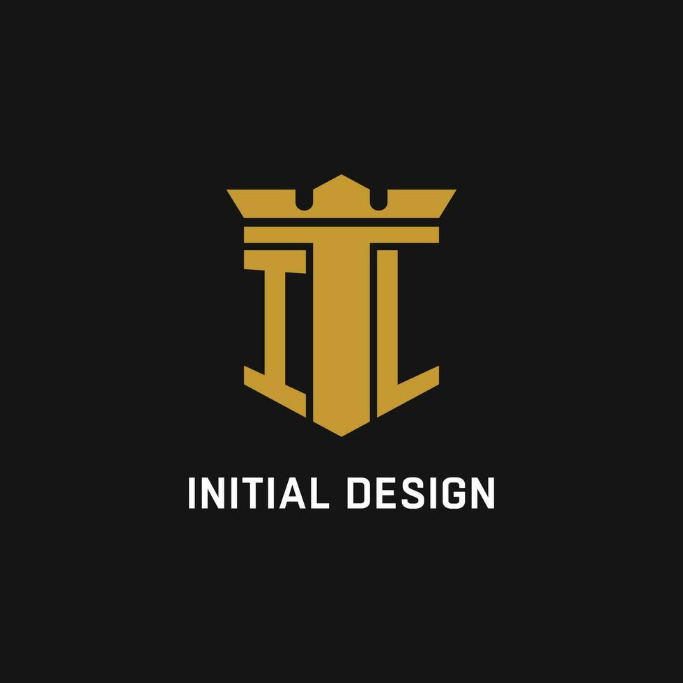 il eerste logo met schild en kroon stijl vector