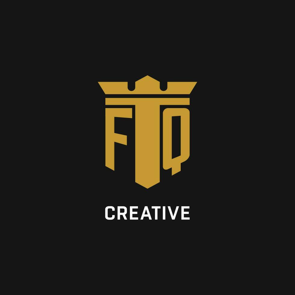 fq eerste logo met schild en kroon stijl vector