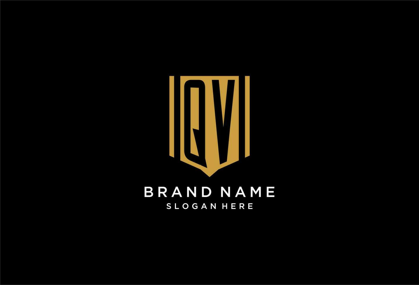 qv monogram logo met meetkundig schild icoon ontwerp vector