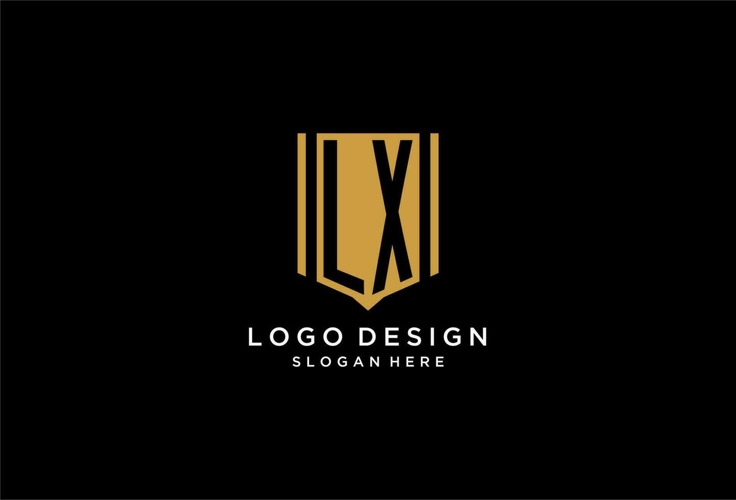 lx monogram logo met meetkundig schild icoon ontwerp vector