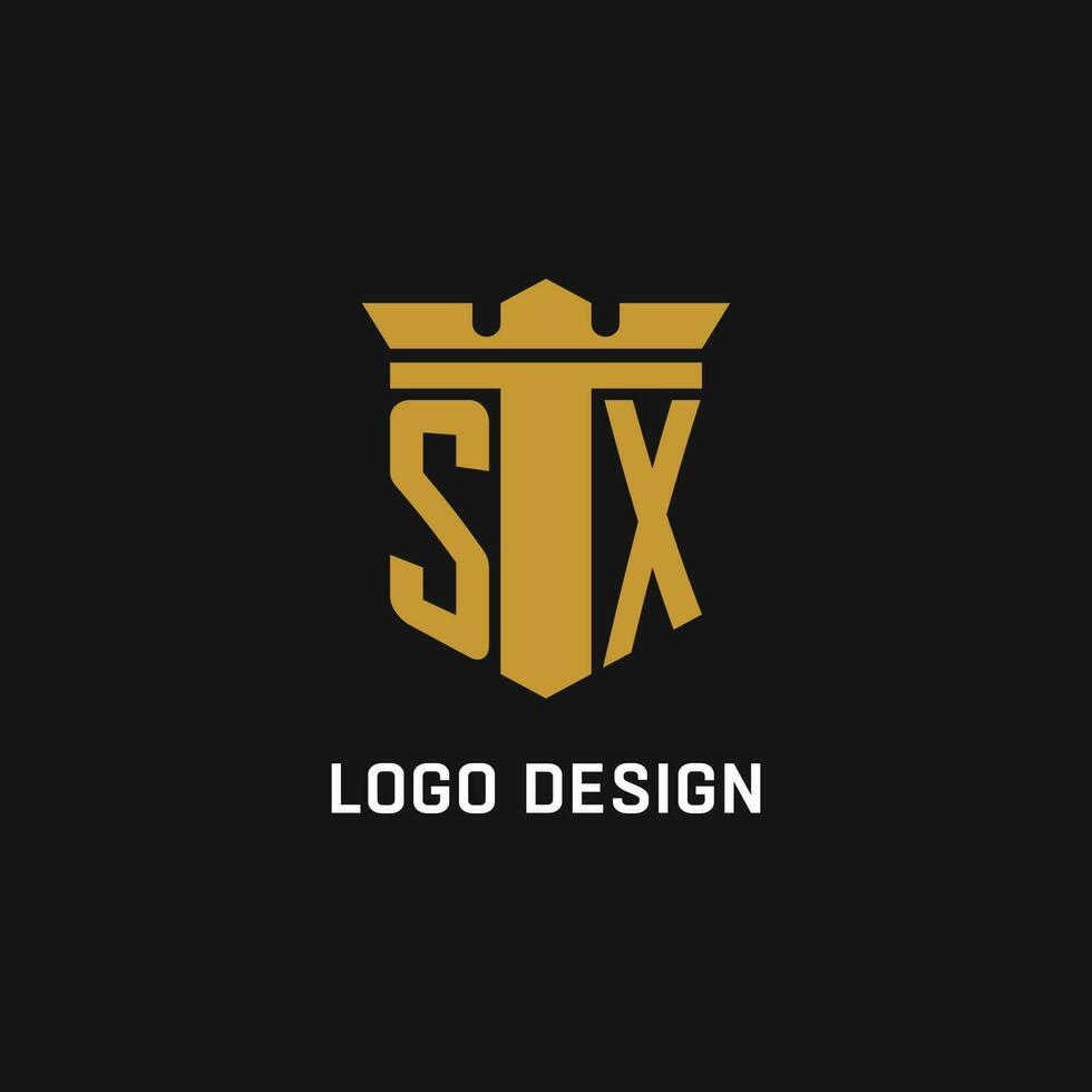 sx eerste logo met schild en kroon stijl vector