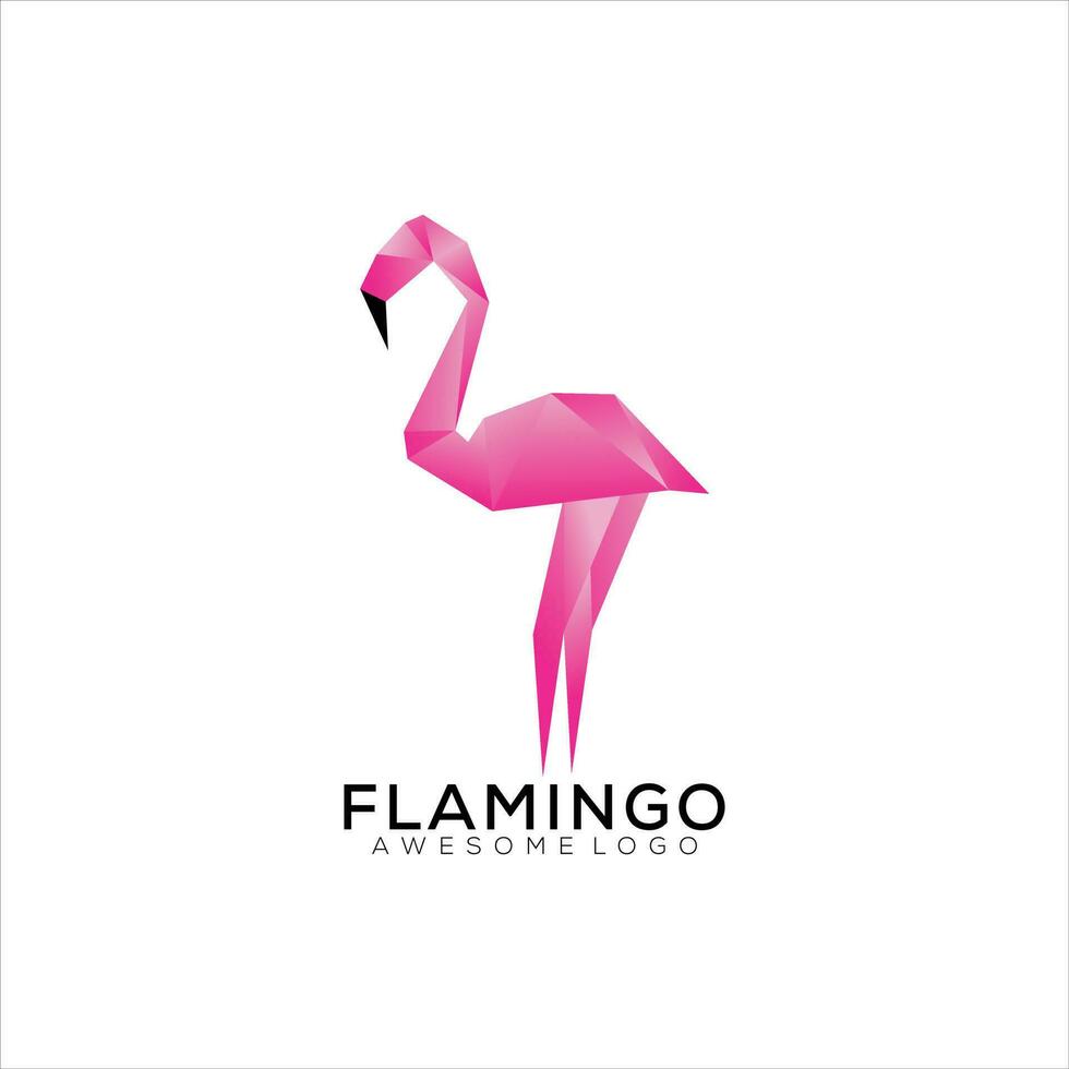 flamingo logo ontwerp origami helling kleurrijk vector