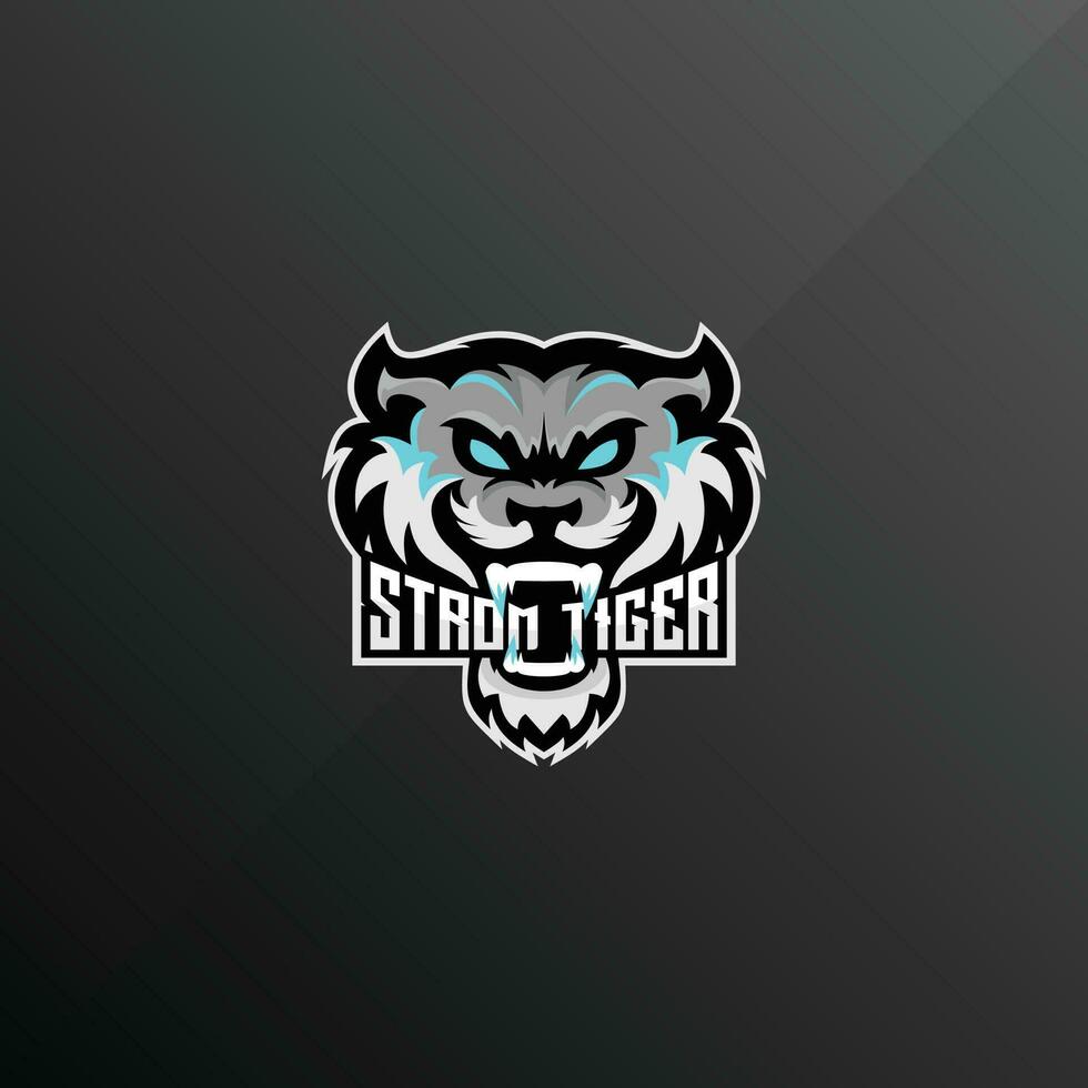 tijger hoofd logo esport team ontwerp vector