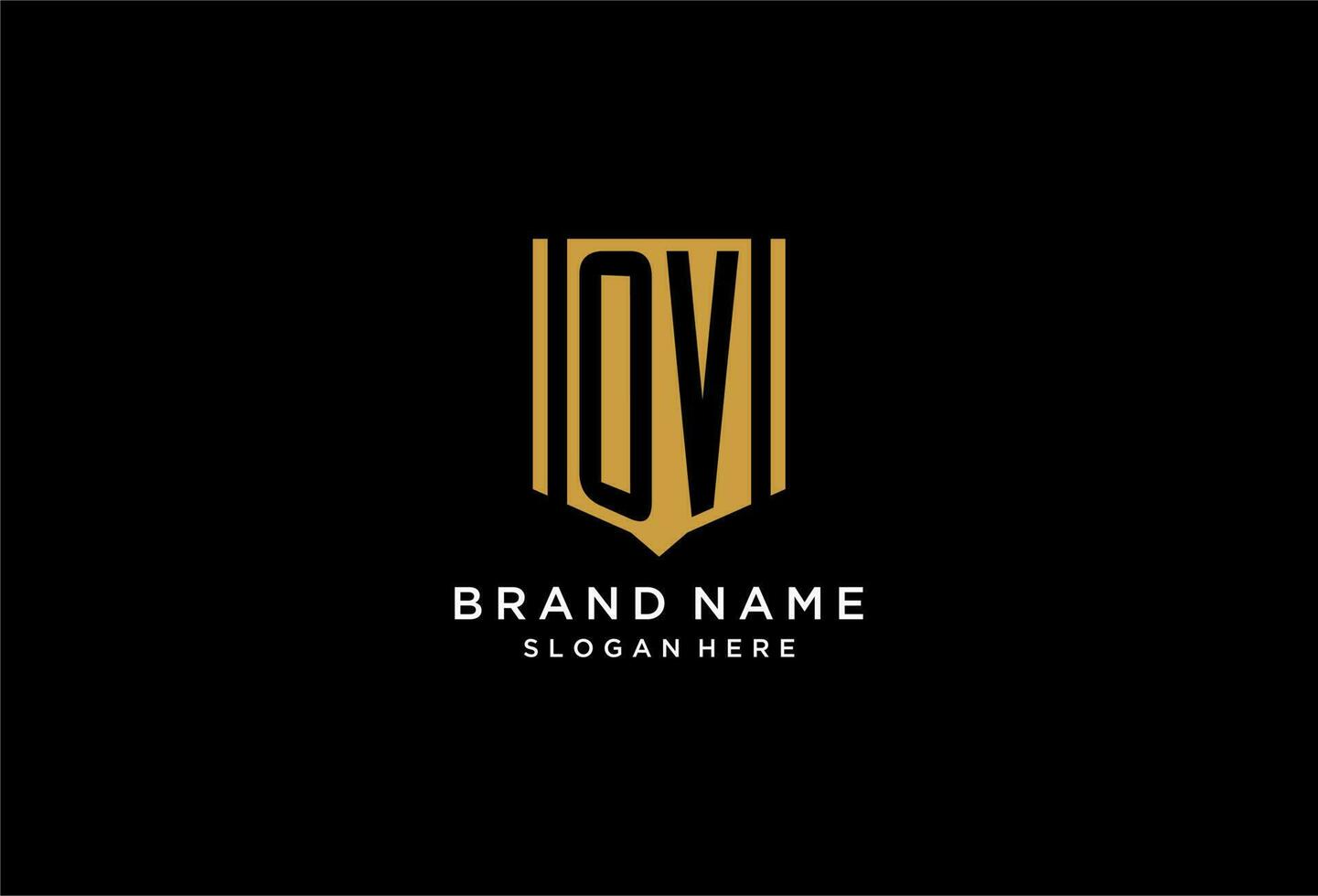 ov monogram logo met meetkundig schild icoon ontwerp vector