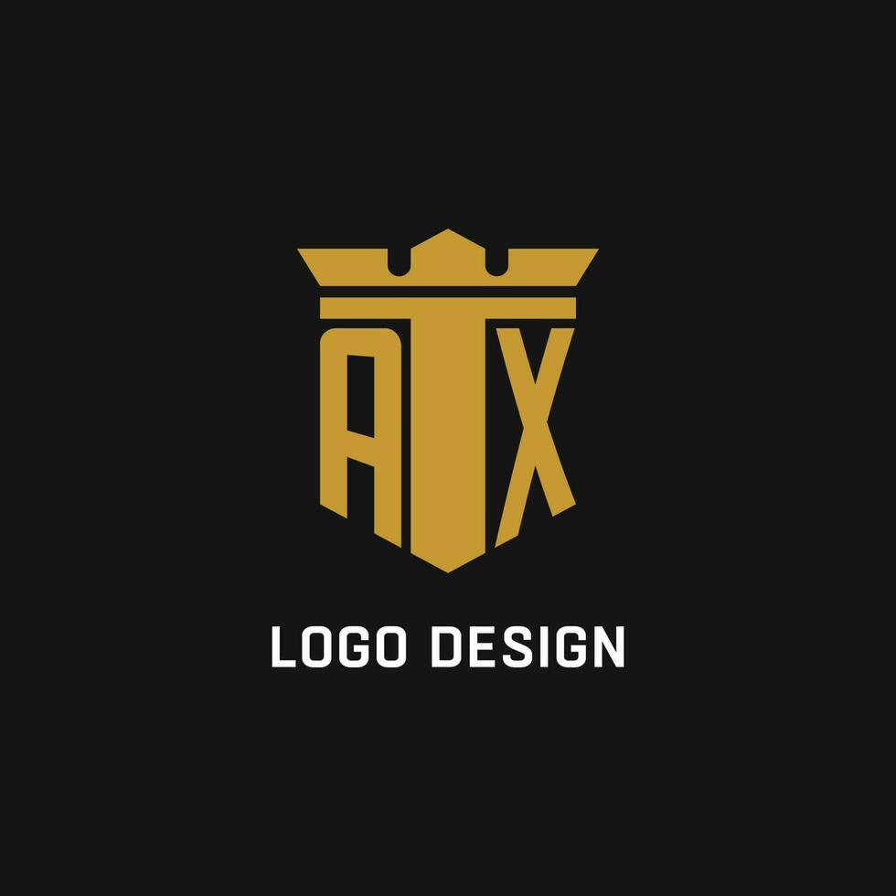 bijl eerste logo met schild en kroon stijl vector