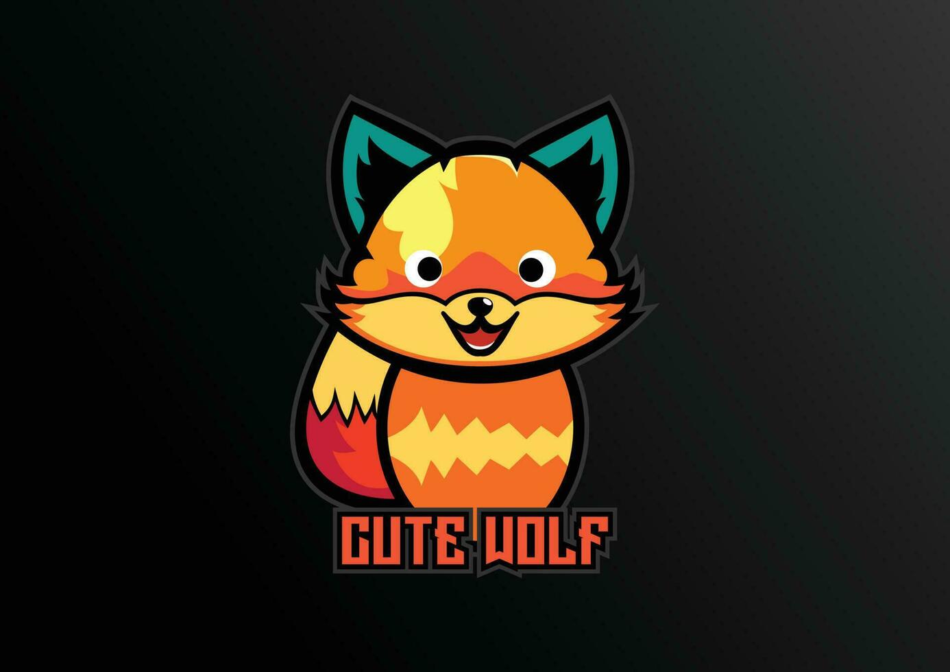 schattig wolf logo ontwerp mascotte kleurrijk vector
