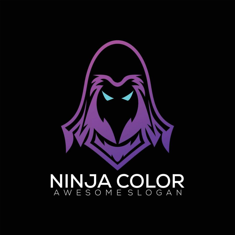 Ninja logo ontwerp lijn kunst helling kleur vector