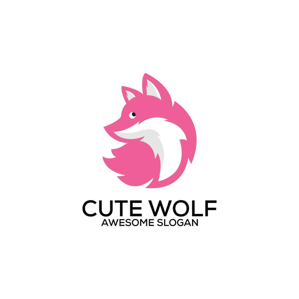 schattig wolf logo ontwerp kleurrijk vector