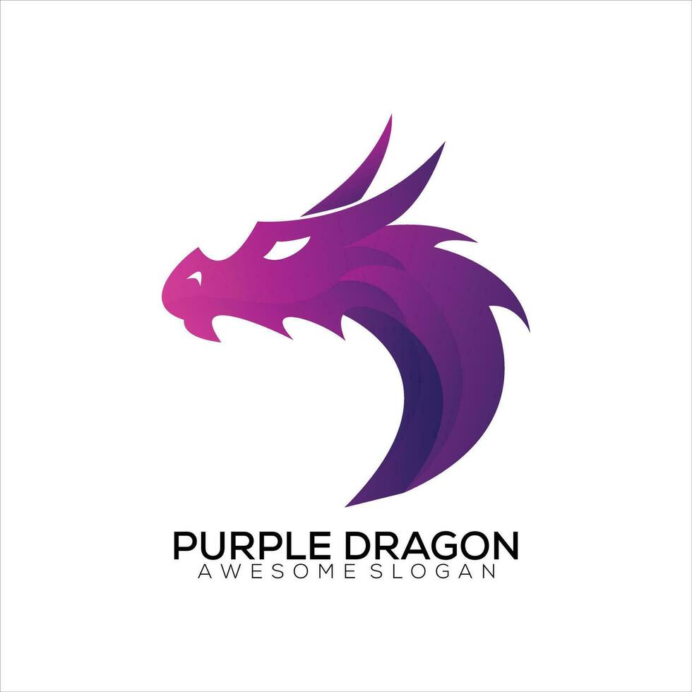 Purper draak logo ontwerp helling kleurrijk vector