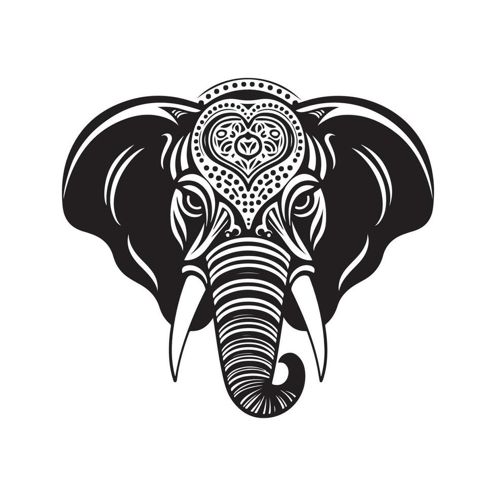 olifant, wijnoogst logo lijn kunst concept zwart en wit kleur, hand- getrokken illustratie vector