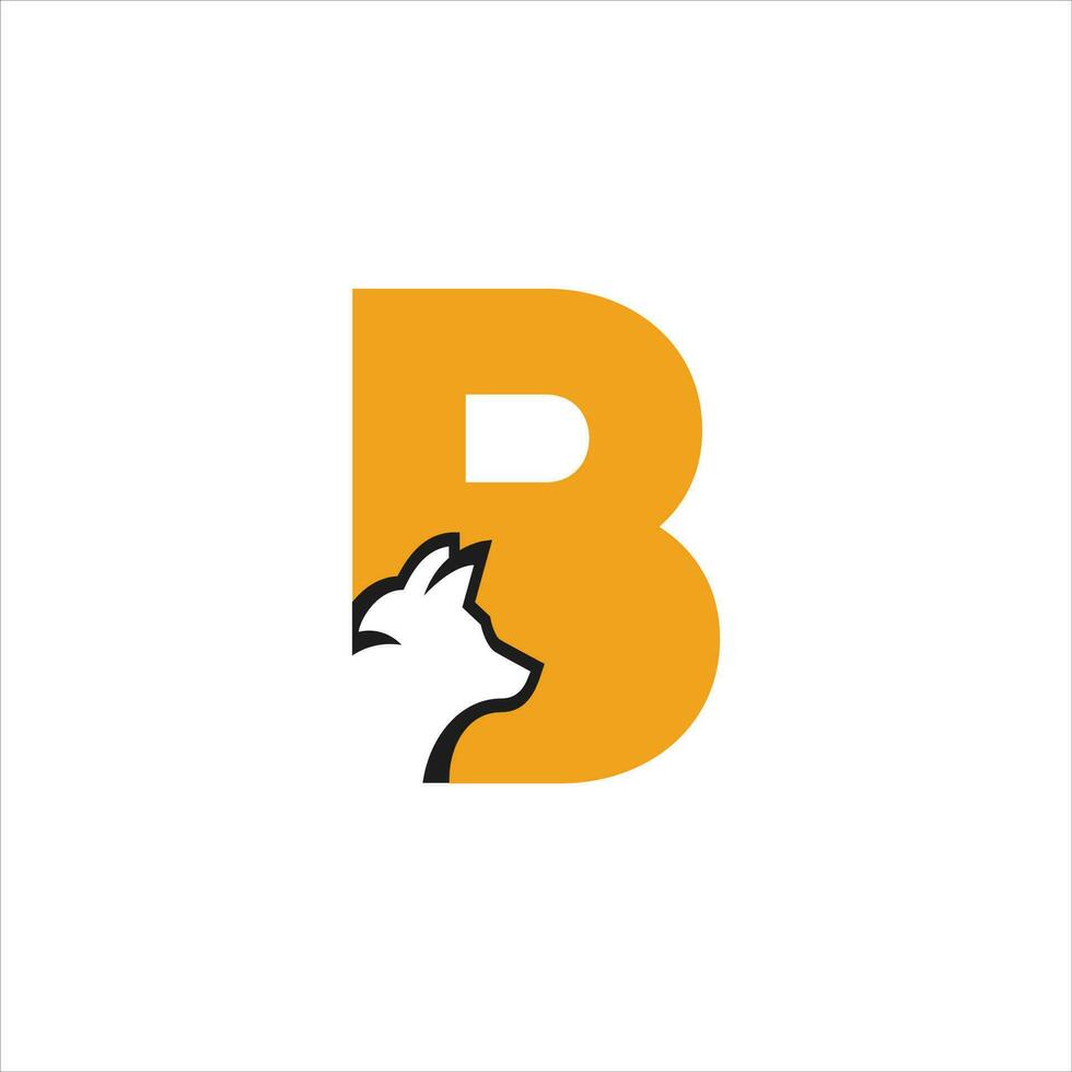 eerste b met wolf logo ontwerp icoon vector