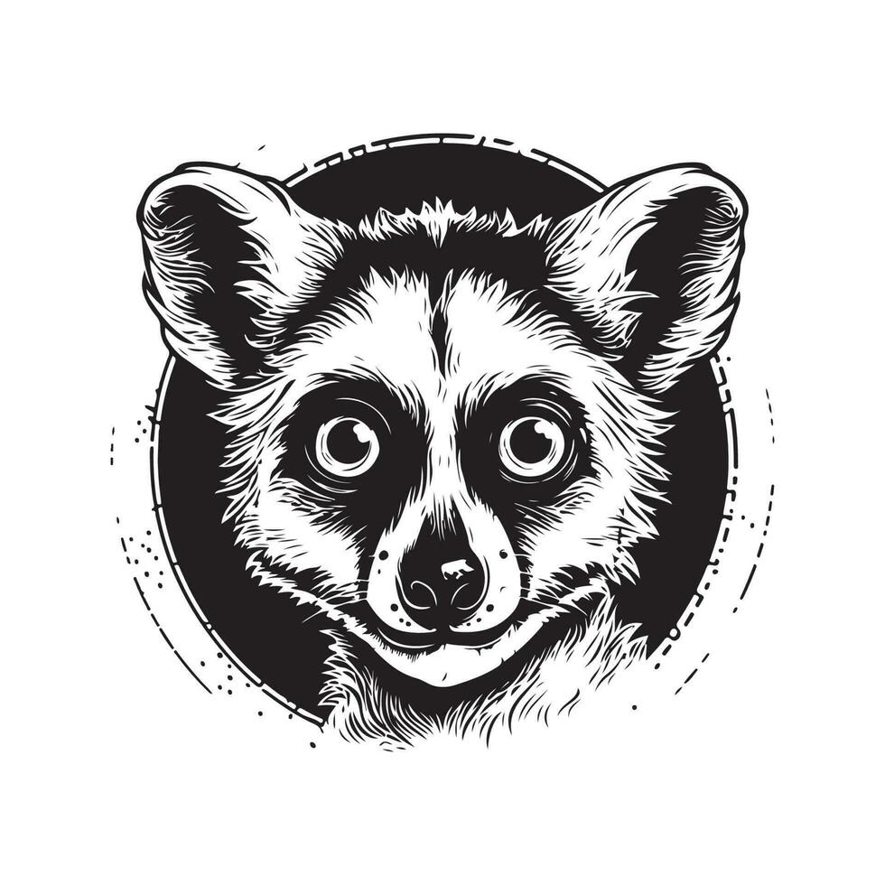 lemur, wijnoogst logo lijn kunst concept zwart en wit kleur, hand- getrokken illustratie vector