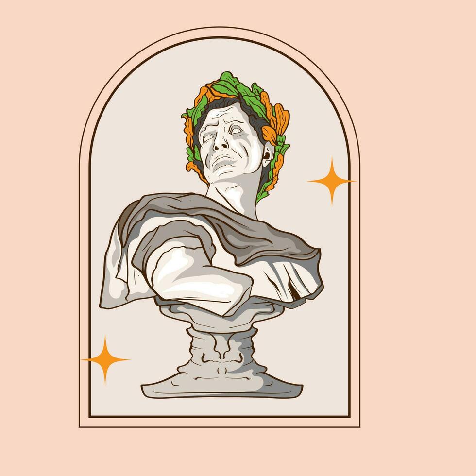 standbeelden van Romeins geleerde marmeren Grieks sculpturen van menselijk lichaam en bouwkundig Grieks goden en mythologie, oude Griekenland grafisch ontwerp elementen. museum kunst ingenieus vector illustratie