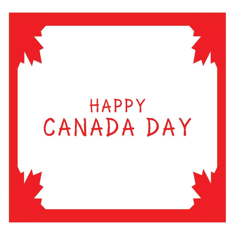 een rood en wit plein met de woorden gelukkig Canada dag Aan het. vector