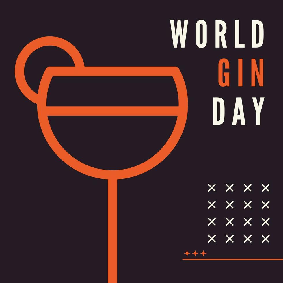 een poster voor wereld gin dag met een glas van wijn. vector