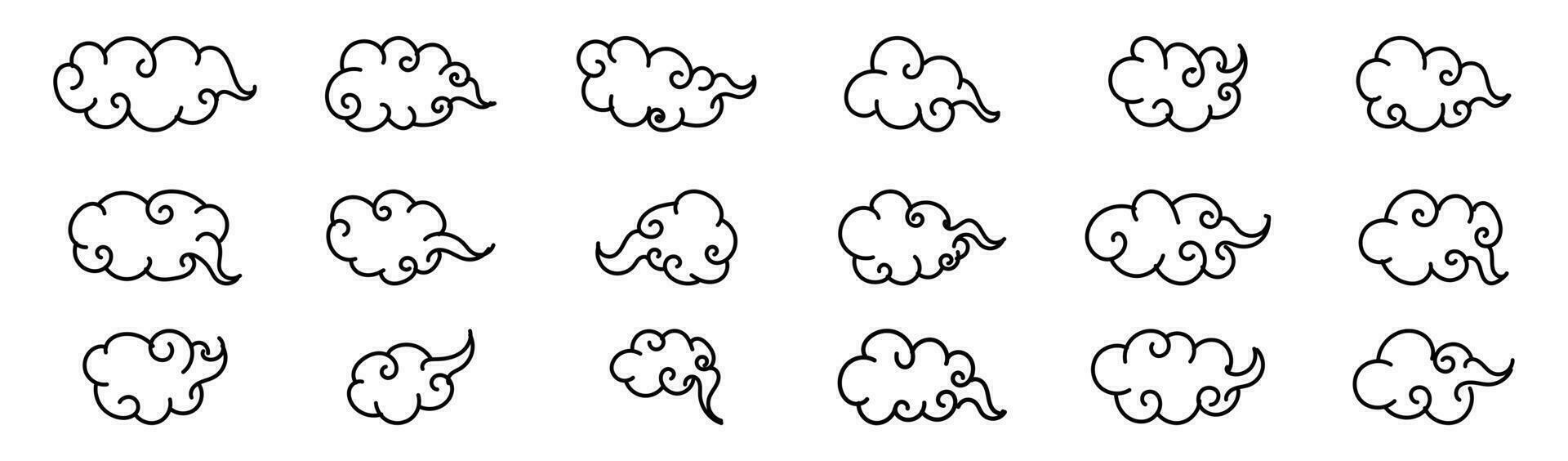 krullen wolk rook tekenfilm effect vector