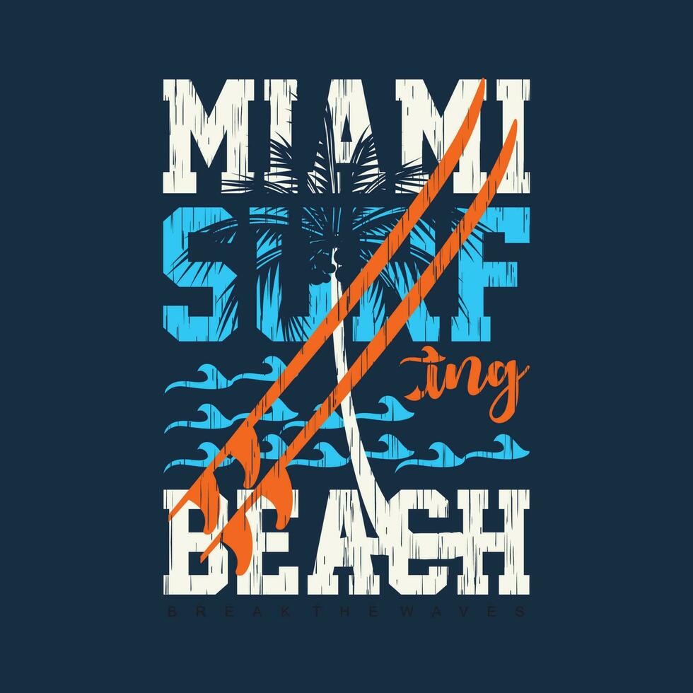 surfing Miami strand tropisch zonsondergang, surfen rijder, lang strand, vector t overhemd afdrukken, typografie grafisch ontwerp, en andere gebruik