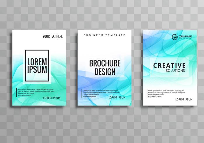 Moderne blauwe golvende zakelijke brochure sjabloon set vector