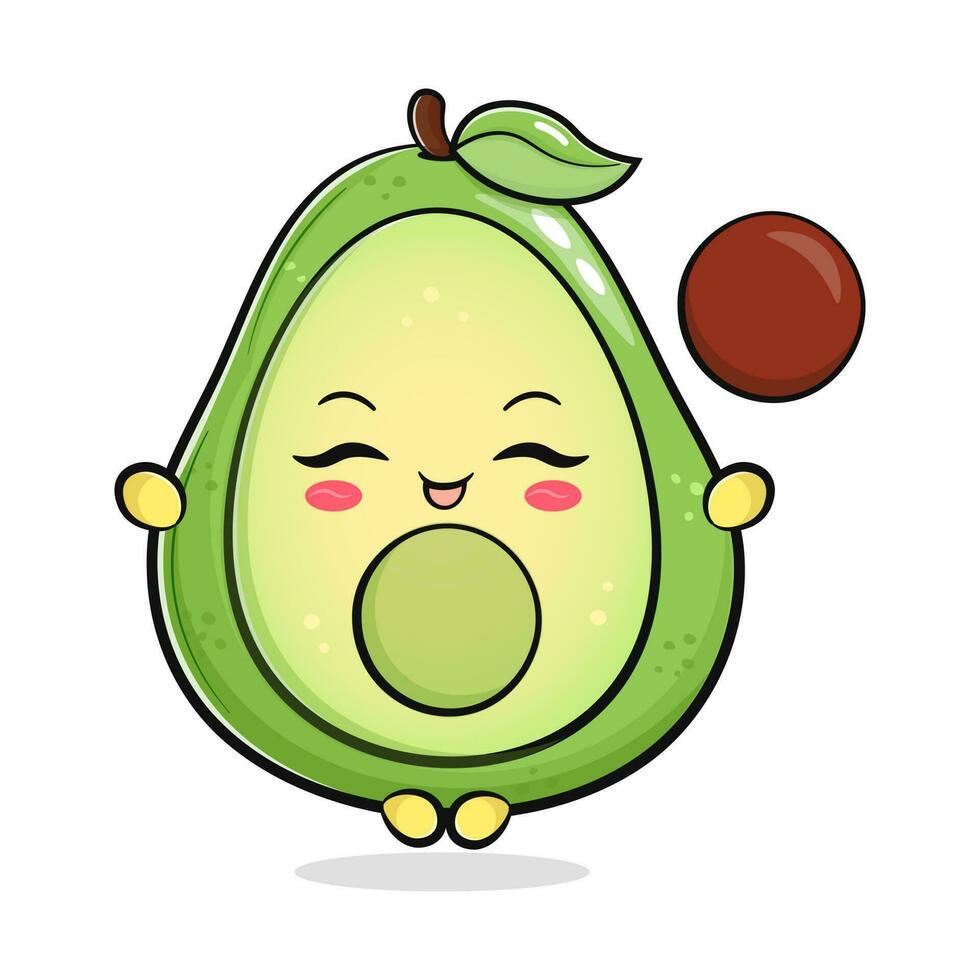 schattig grappig avocado aan het doen yoga karakter. vector hand- getrokken traditioneel tekenfilm vintage, retro, kawaii karakter illustratie icoon. geïsoleerd Aan wit achtergrond. avocado kom tot rust karakter
