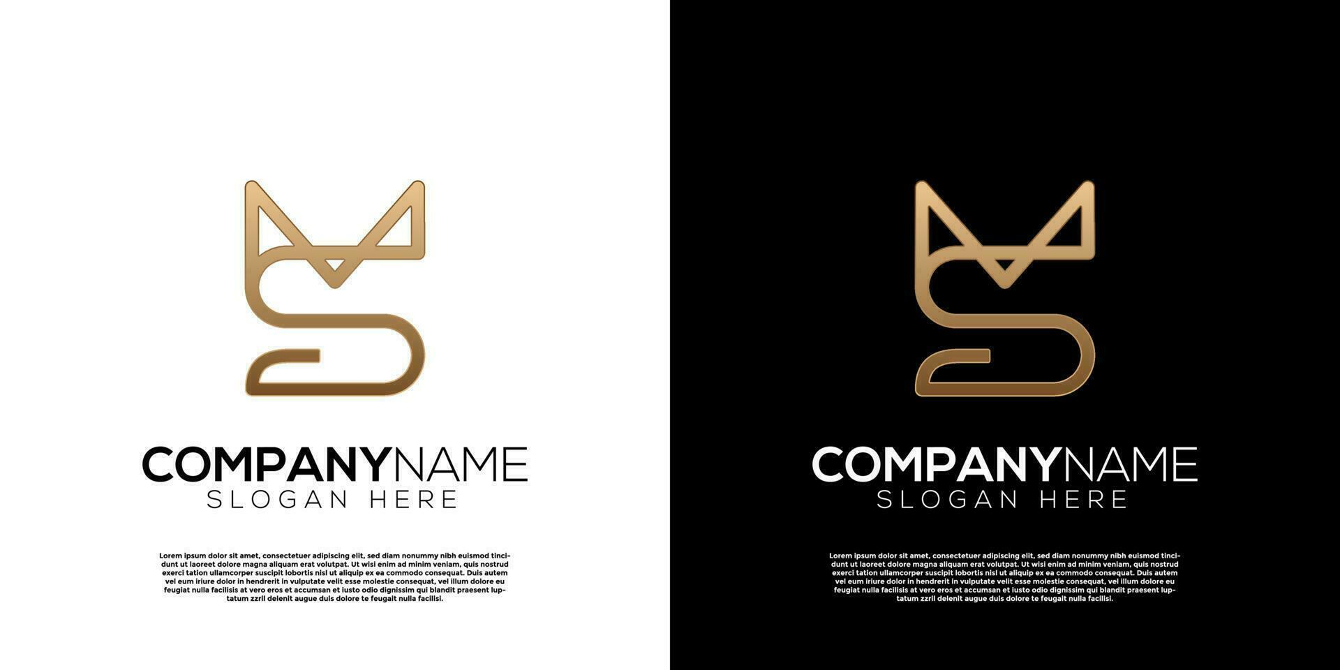 vector gouden kat monogram s brief logo. creatief logo inspiratie