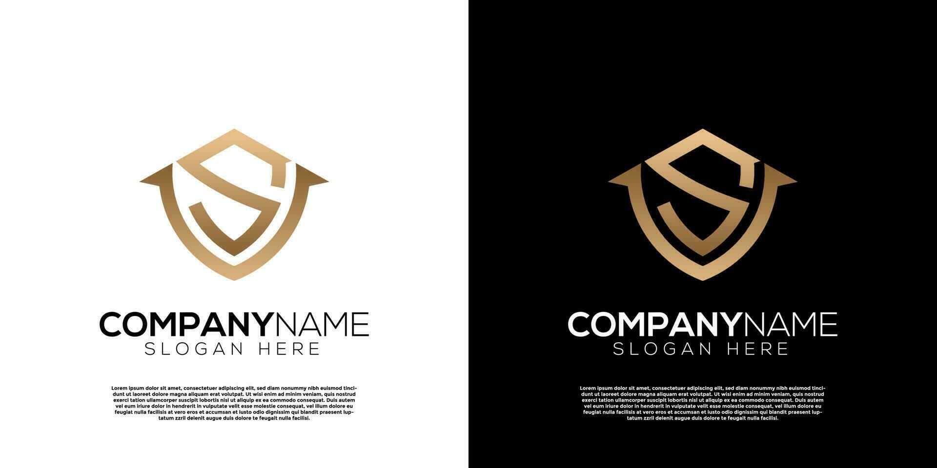 vector gouden schild s v brief logo. creatief logo inspiratie